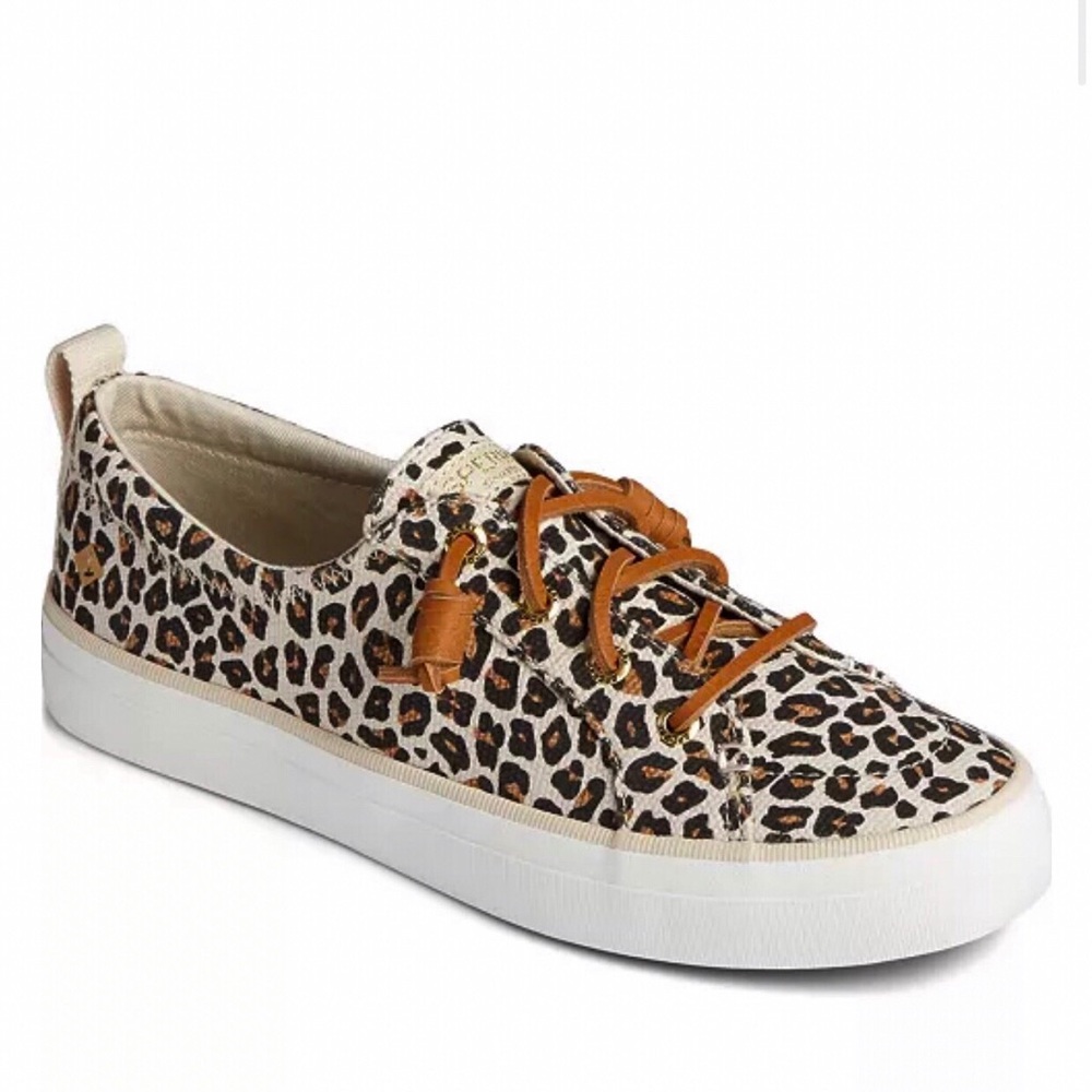 SPERRY Crest Vibe Animal Print Casual Lace-Up Sneakers Shoes - Tan Accents